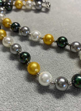 S925纯银高级施家彩色珍珠项链女锁骨链小众设计气质2024年新款潮