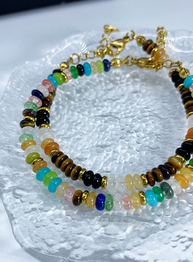 高级天然彩色串珠手链女小众设计多巴胺手串轻奢气质小众手饰个性