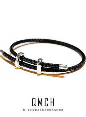 高级定制版不掉色黑色红色手绳转运可穿吊坠手链女情侣2024新款潮