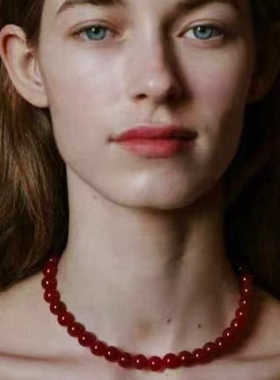 项链经典款8-9mm圆珠南红玛瑙