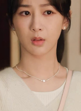 S925纯银碎银几两方块项链防过敏