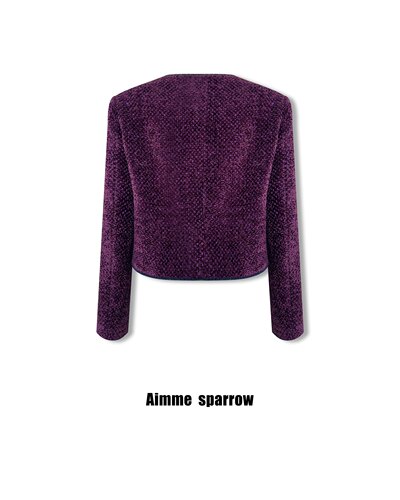 Aimme sparrow 25春夏紫色小香风外套时尚通勤百搭休闲优雅上衣女 - 图2