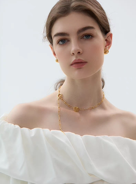 盐岛琼花单花项链锁骨链女高级感简约叠戴项链配饰女夏季衣服配饰