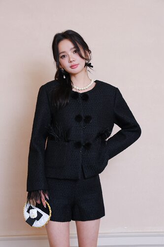 Aimme sparrow小香风外套短裤时尚套装优雅气质 - 图0