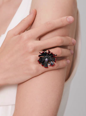 daartemis达弥康乃馨开口戒指女轻奢高级感小众设计精致K金色戒指