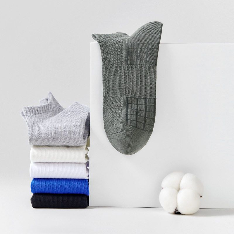 袜子男夏季短袜薄款吸汗抗菌防臭网眼透气防滑运动隐形男士船袜 - 图0