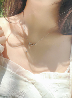 【猪鼻相扣流苏项链】纯银锁骨链