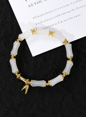 【金竹玉叶手链】纯银竹节手串