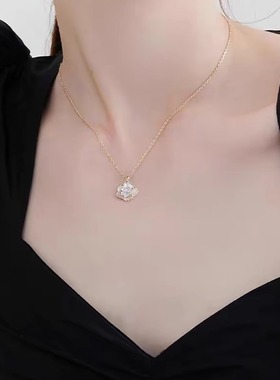 山茶花项链纯银百搭锁骨链