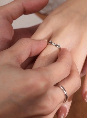 可爱猫狗情侣对戒纯银2025新款