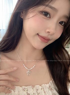 轻奢高级感蝴蝶结配裙子锁骨链