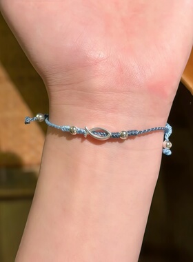 手工编织深海渐变蓝小鱼手绳小众