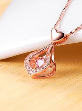 心动仿真钻石珠宝吊坠项链