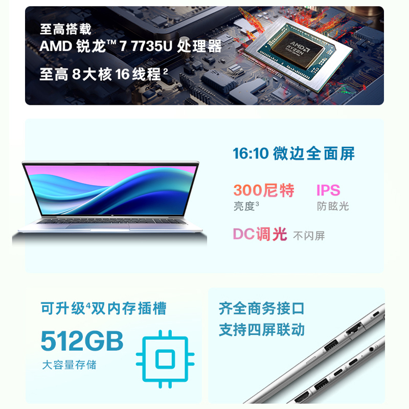 【24新款】HP/惠普 ProBook 16 465 G11 锐龙16英寸轻薄笔记本电脑 AI生态商务办公学生女生网课手提轻薄电脑