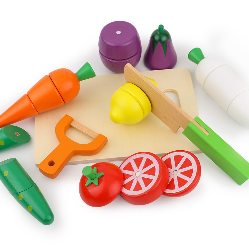 木盒蔬菜切切看幼儿童益智木制磁性水果玩具过家家仿真厨房切切乐 - 图2