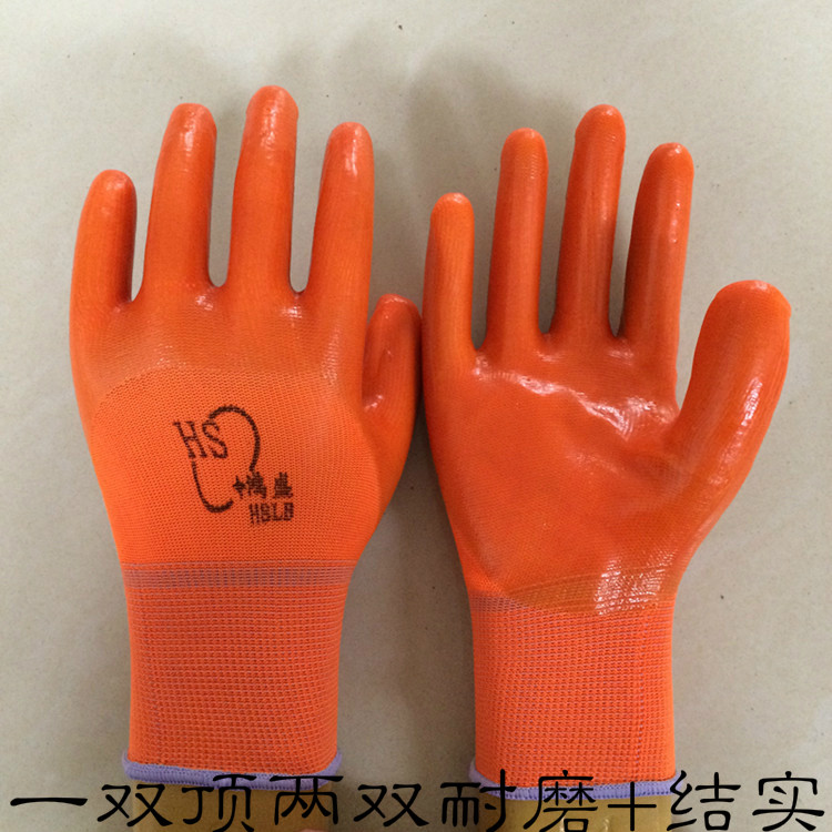 12双包邮鸿盛纯胶全挂PVC半挂加厚耐油防水胶皮满挂劳保手套耐磨_虎窝淘