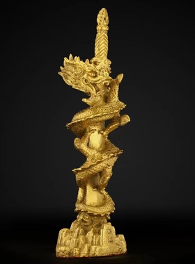 铜龙摆件铜剑龙盘龙宝剑蟠龙剑神家居办公室纯生肖龙装饰