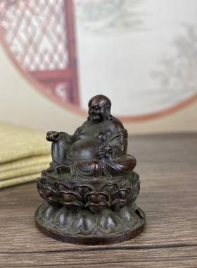 全铜弥勒佛摆件坐莲笑佛大肚佛像家居客厅玄关装饰品佛堂寺庙