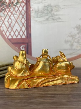 古董古铜鎏金福禄寿三仙摆件吉祥如意合金老铜器家居客厅饰品