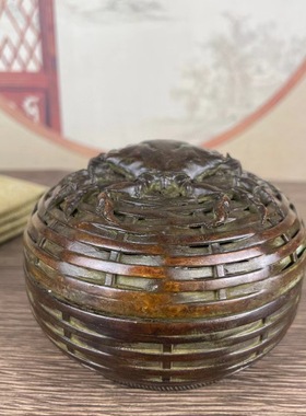 仿古做旧螃蟹编织香炉家用香薰炉摆件复古家居金属装饰工艺品