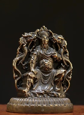 古玩杂项仿黄铜包浆双面关公文财神摆件万事如意家居供奉摆设