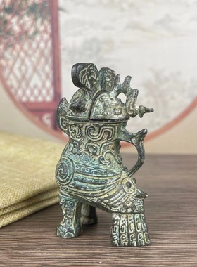 仿古青铜器妇好鸮尊枭尊摆件复古家居饰品酒柜装饰摆件酒樽酒杯