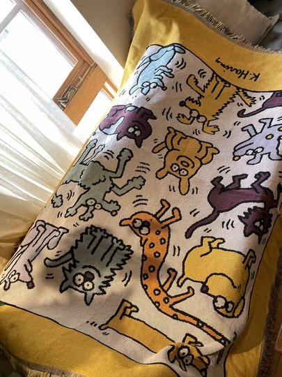 Couverture de canapé illustration de maître graffiti jaune