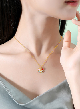 清宜s925纯银爱心小马项链女小众国风本命年礼物送女友送闺蜜