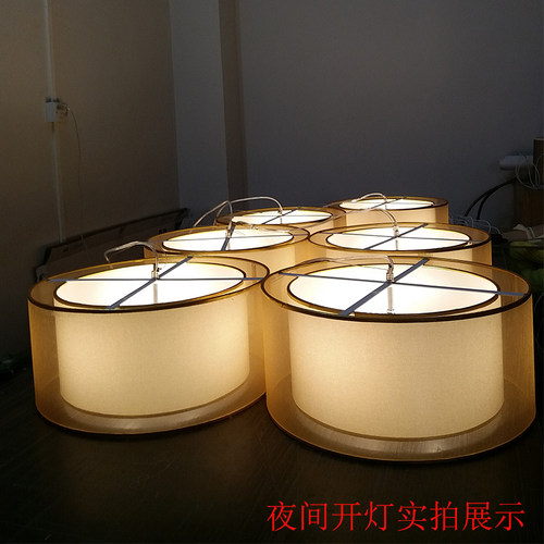 现代简约羊皮美式餐厅吊灯客厅卧室中式灯圆形麻将馆咖啡吧台灯具 - 图2