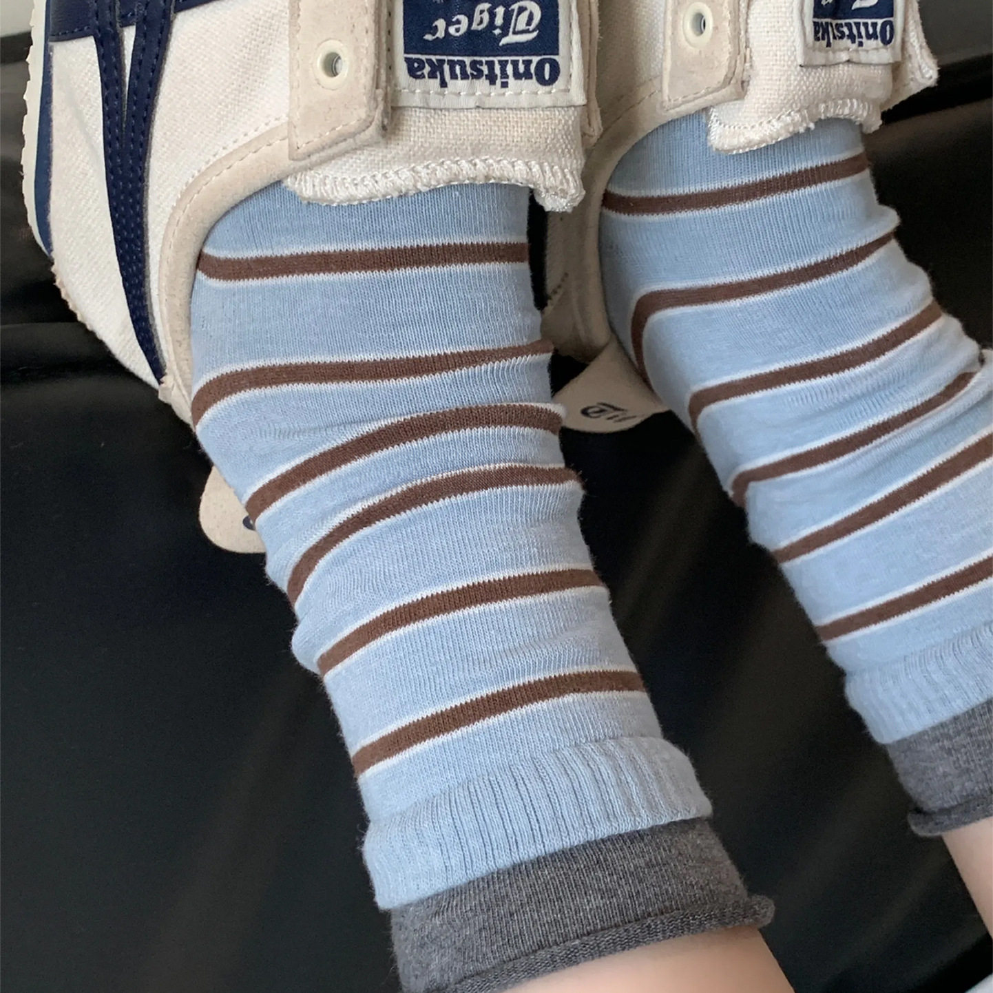 日系袜子女春秋韩系条纹堆堆袜无骨卷边中筒袜ins撞色少女感棉袜,淘宝优惠券,粉丝福利购,淘宝优惠卷