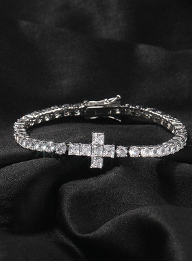 美式侧边十字架网球链