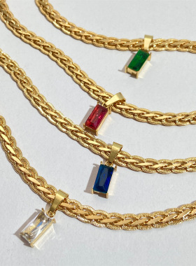 原创绿宝石拼接扭片链