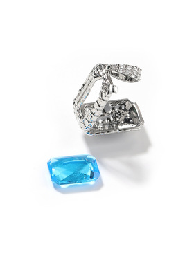 欧美新款嘻哈翻盖彩色宝石吊坠