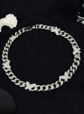 网红同款蝴蝶古巴锁骨链