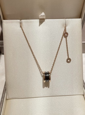 祺掌柜韩国免税店宝格丽B.Zero黑陶瓷项链18k玫瑰金新品代购包邮