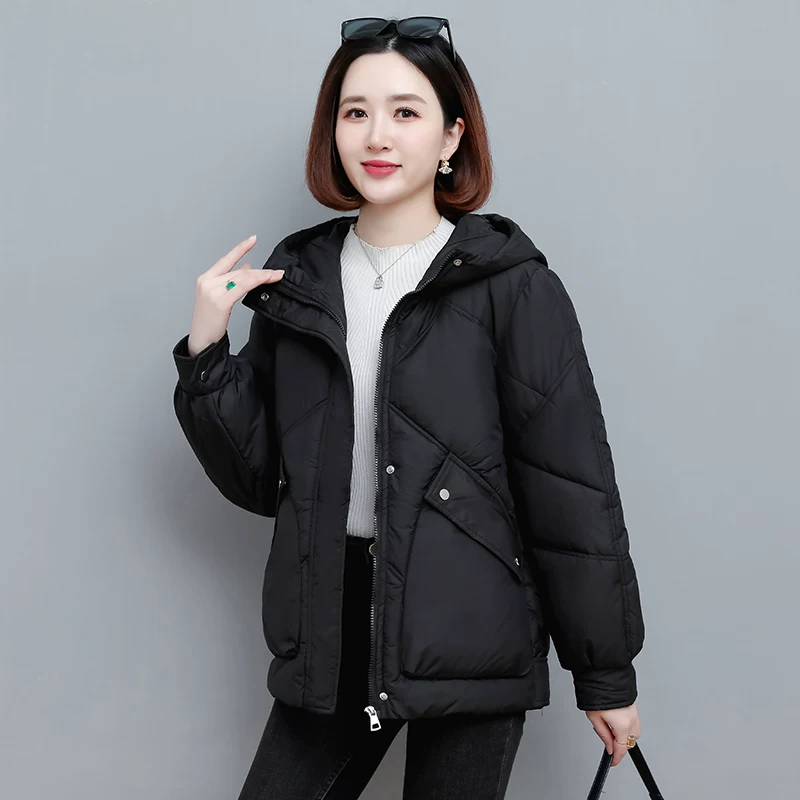 Winter keep warm capacious down jacket with down with hood, Korean style, plus size