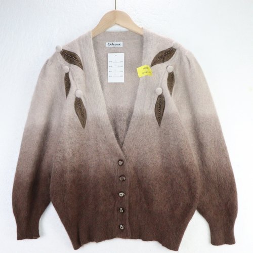 古着vintage孤品安哥拉兔毛文艺学院风软妹钩花钉珠少女毛衣B97 - 图1