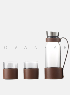 可凡现代简约皮质水壶托盘摆件