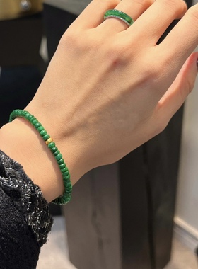 天然翡翠干青算盘珠锁骨链阳绿玉项链国风中式原创时尚女款辣绿色