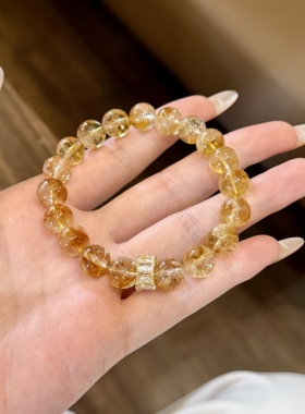天然黄塔晶单圈手串老矿巴西料女款阿塞水晶手链招财显白百搭
