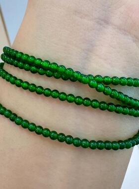 天然危地马拉翡翠小米珠冰种多圈手链阳绿色玉珠串百搭国风女款