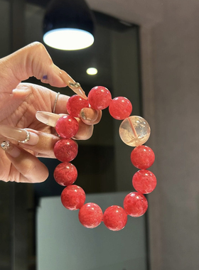 天然蔷薇辉石手链女款单圈手串饰品礼物送女友闺蜜简约百搭时尚