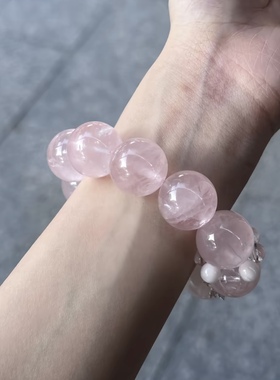 天然莫桑比克冰种粉水晶手链搭配女单圈手串送闺蜜礼物高级感手饰