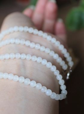 天然新疆和田白玉小米珠锁骨链羊脂玉国风项链原创复古设计女礼物