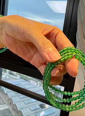 巴西绿玉髓小米珠单圈圆珠手链