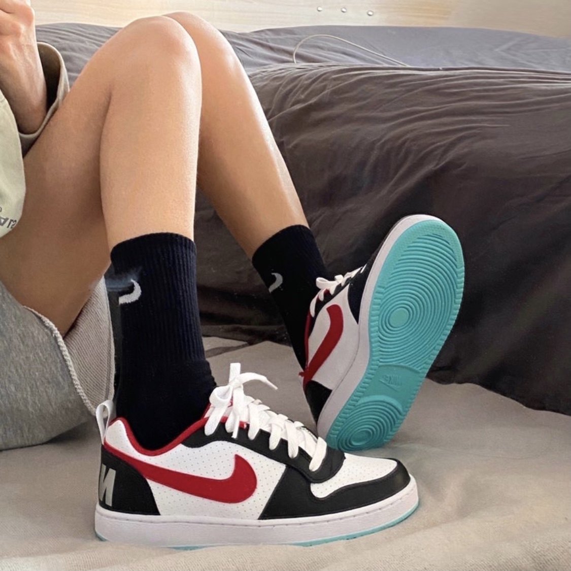 NIKE耐克 Court Borough Low 2 低帮透气休闲蓝白板鞋 BQ5448-112 - 图2