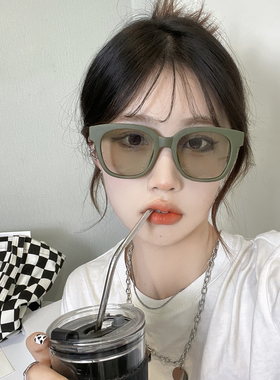 遮阳方框时尚女绿色太阳镜墨镜