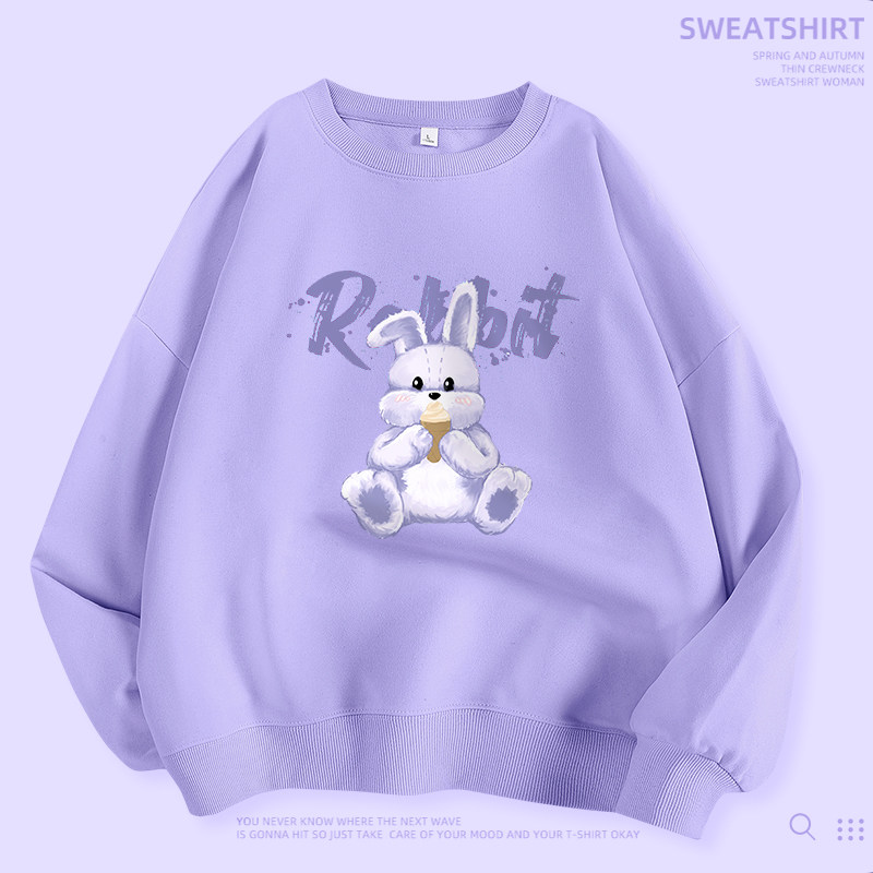 紫色圆领春秋款2023新款宽松卫衣 萌小雅卫衣/绒衫