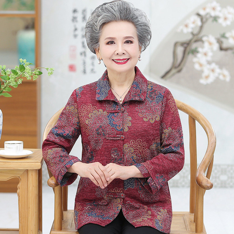 春秋装长袖外套女装薄款岁妈妈衬衫 衣尚倾城中老年女装