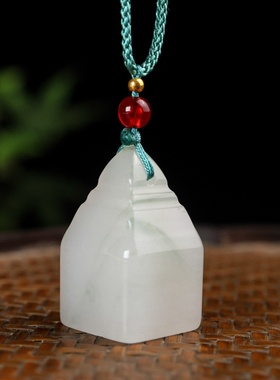 新疆天山翠印章吊坠定制玉石篆刻素面印章篆刻姓名刻祝福语翠色